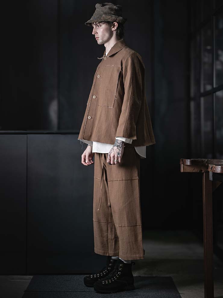 WRIGHT + DOYLE<br>UNISEX TOLMEN JACKET / OCHRE PINSTRIPE