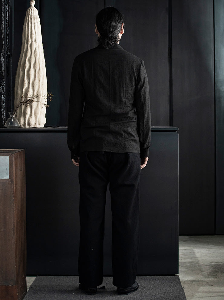 K'ANG<br> UNISEX BELTED HIP WIDE-FIT TROUSERS / BLACK