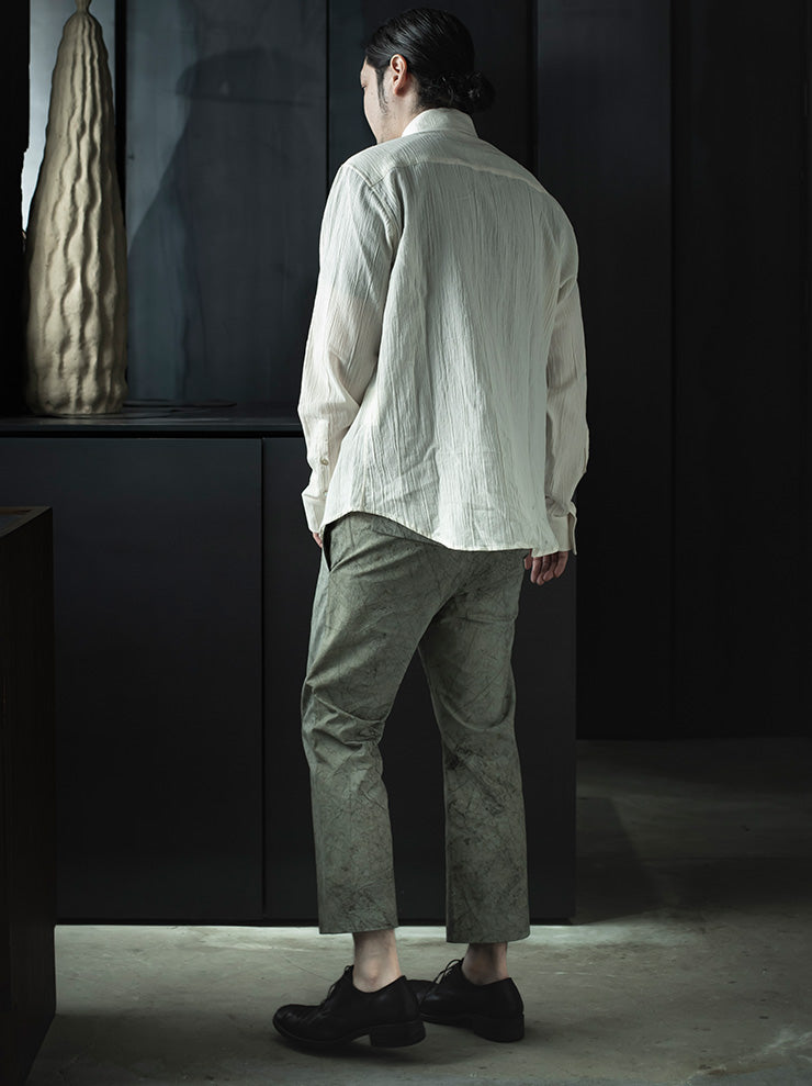 K'ANG<br>MENS MID FIT 2 FLAP BACK-POCKET TROUSERS / GREY (NATURAL DAYED)