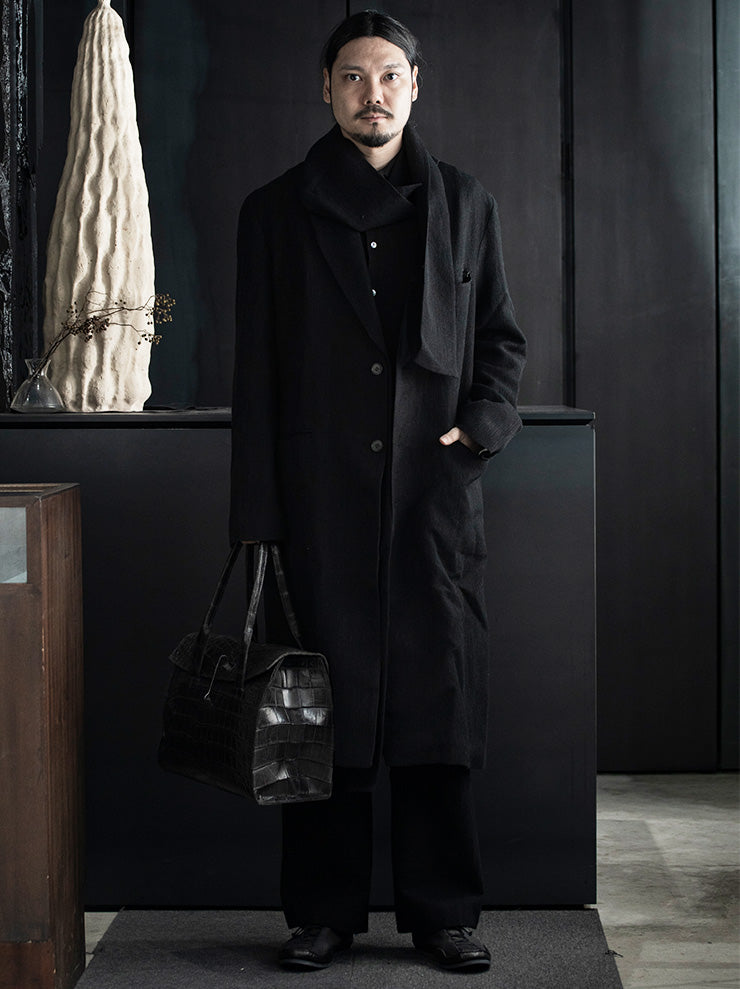 K'ANG<br> UNISEX OVERSIZE DETACHEBLE-REVERS COAT / OFF BLACK