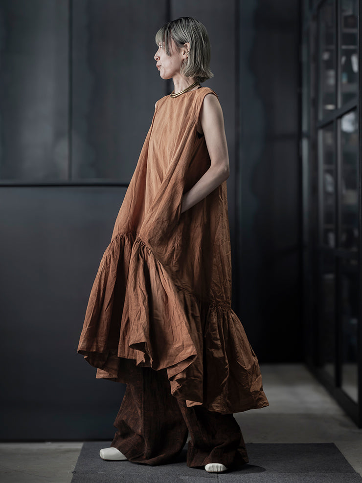 KINYAN LAM<br> WOMENS Natural Dye Jacquard Balloon Trousers / BROWN