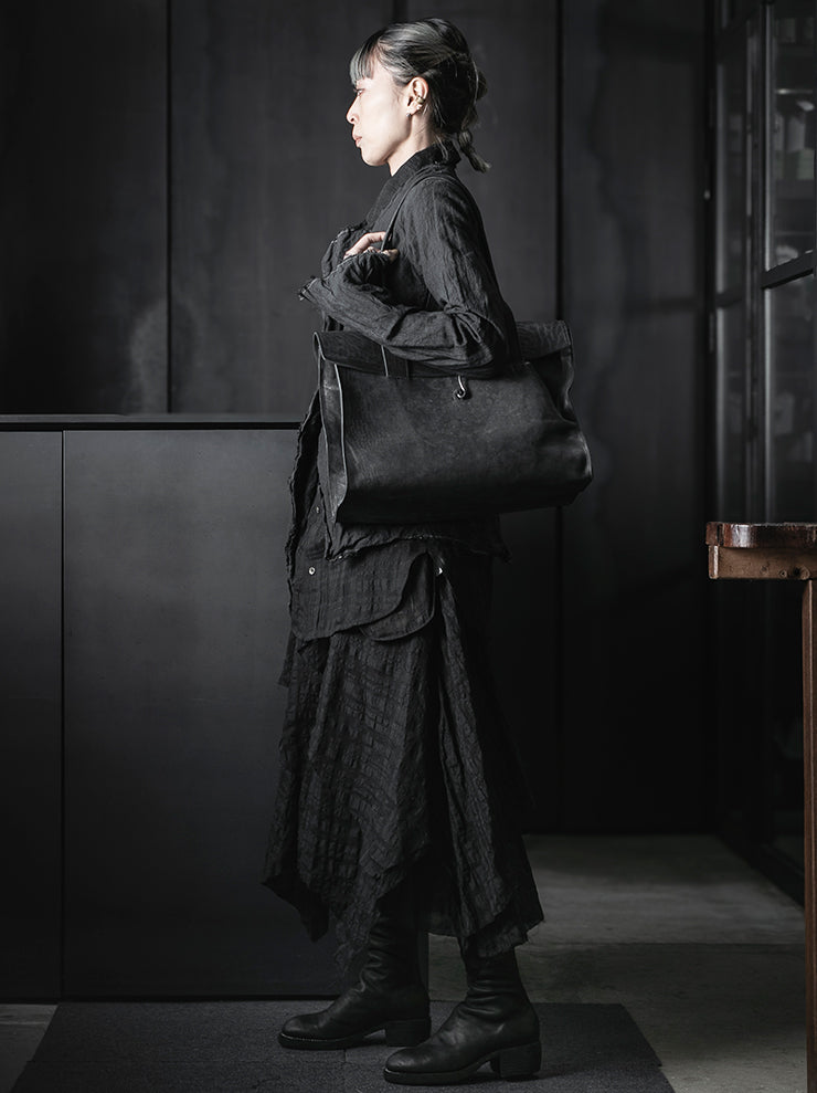 CHIAHUNG SU<br>HAND WOVEN CHECKER MIDI SKIRT / BLACK CHECKER