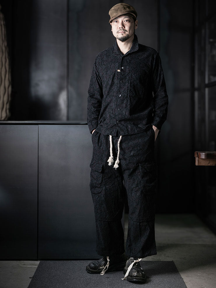 MONAD<br> Simmons Cargo Drawcord Pant / Black Overdye