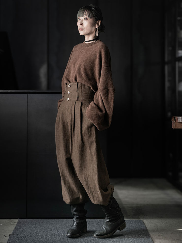 UMA WANG<br>WOMENS SQUARE SLV TOP / DARK MUSTARD