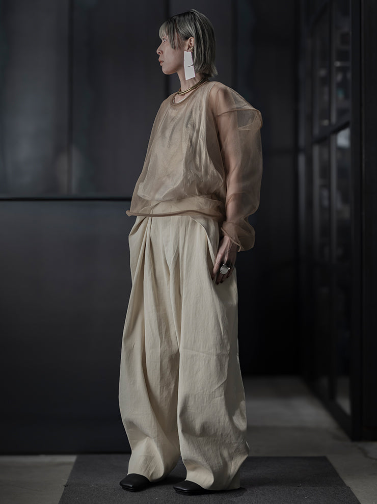 UMA WANG<br> WOMENS TACK TROUSER / OFF WHITE