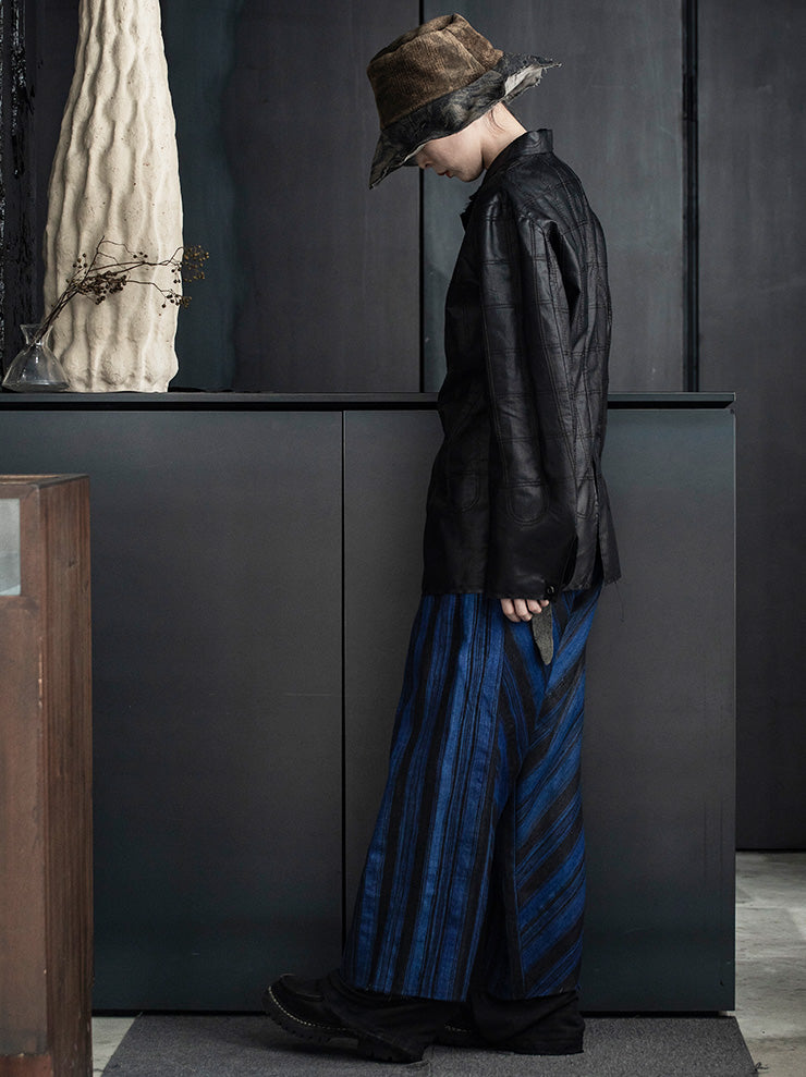 OLUBIYI THOMAS<br> Striped wide pants / Blue & Black