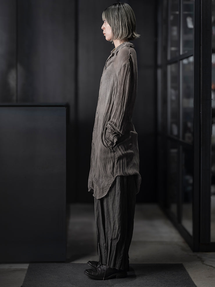 CHIAHUNG-SU<br>UNISEX HAND DYED PLEATED WIDE TROUSER / UNEVEN GREY