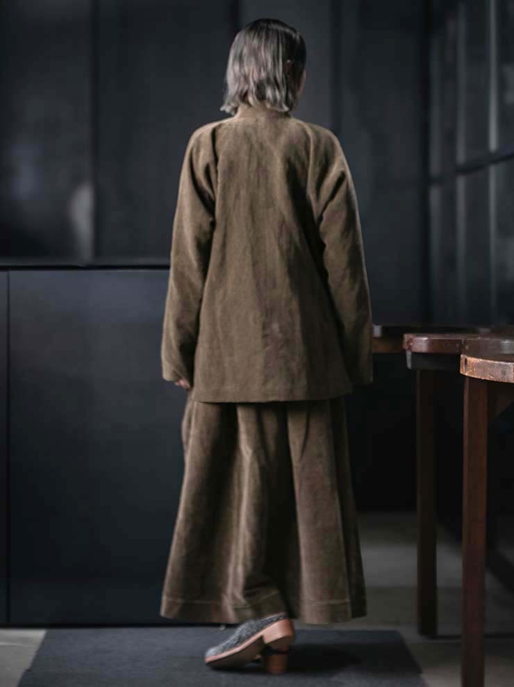 UMA WANG<br>WOMENS VELVET JACKET / MUSTARD