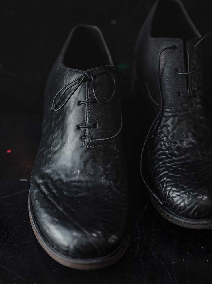 EMATYTE<br> MENS Horse Leather Washed Culatta Shoes / BLACK