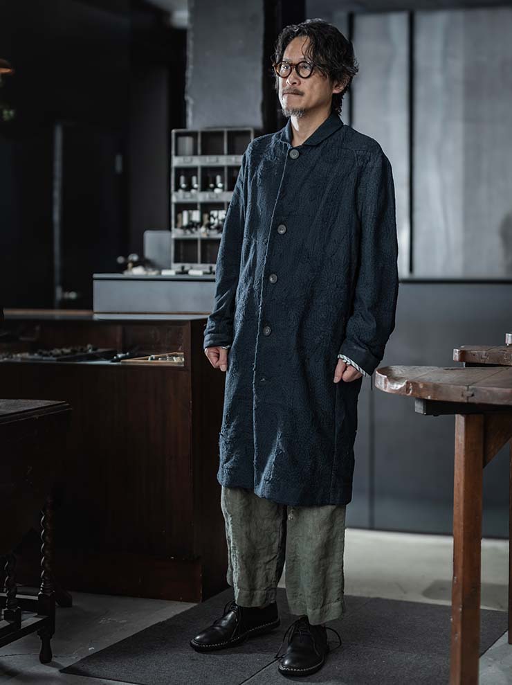 By Walid<br> MENS PACHO COAT / INDIGO / SIZE M
