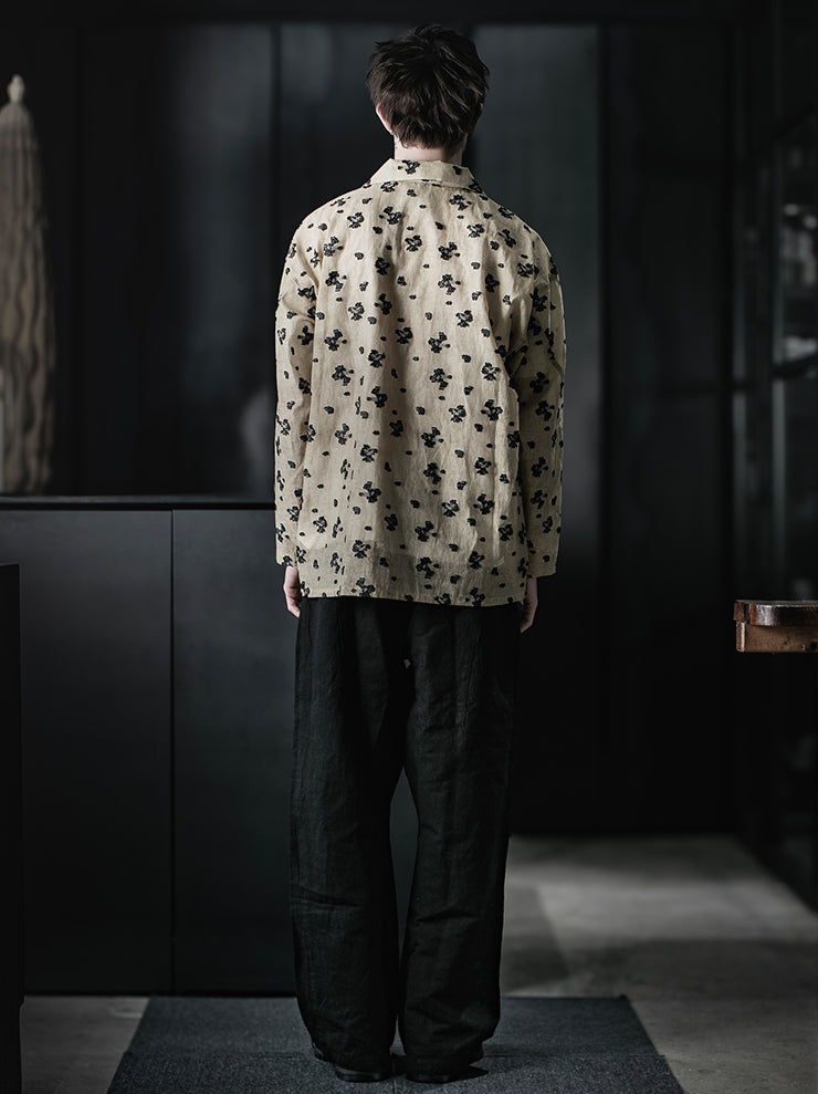 CHIAHUNG SU<br>RELAXED-FIT HAND WOVEN & DYED FLORAL PATCHED SHIRT / FLORAL