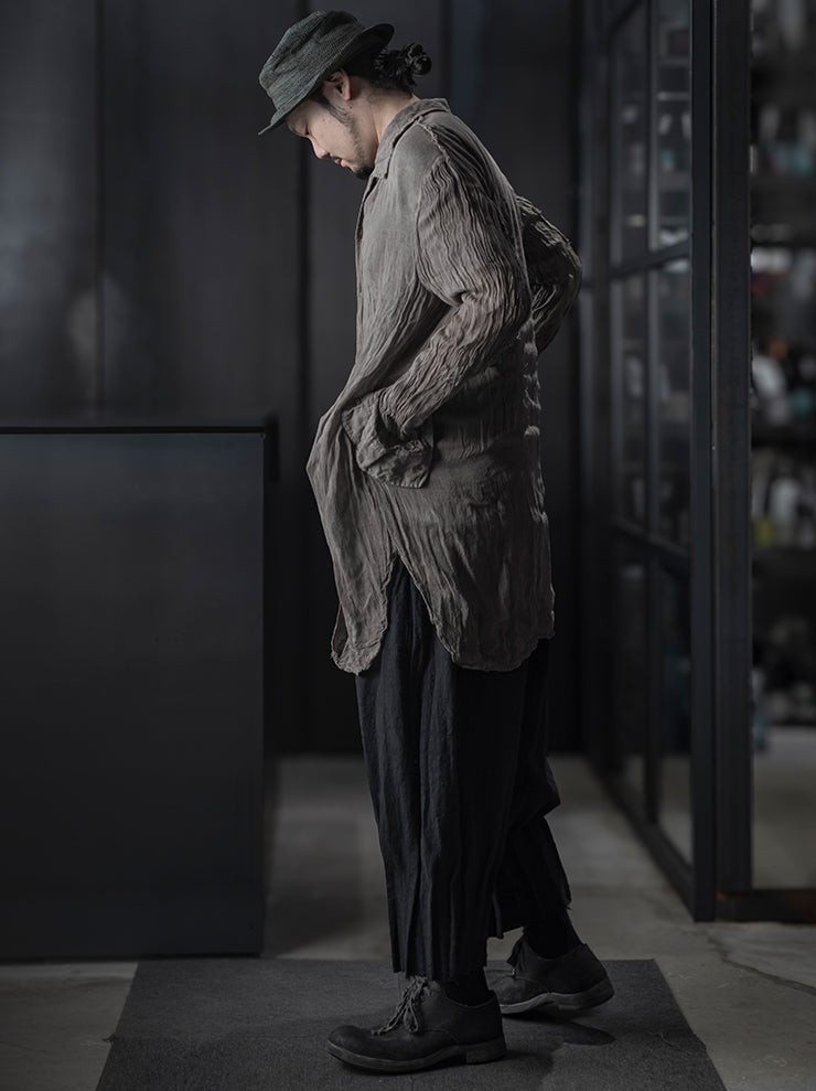 CHIAHUNG-SU<br>UNISEX HAND WOVEN & DYED PLEATED TROUSER / BLACK