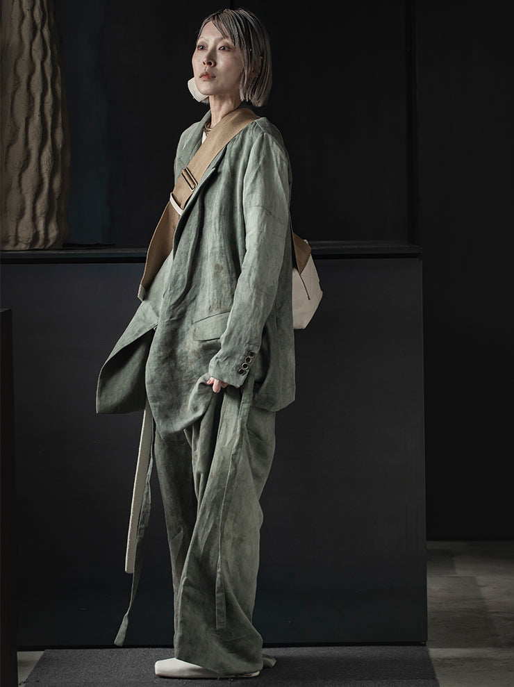 UMA WANG<br> WOMENS LINEN COTTON JACKET / VENICE BLUE