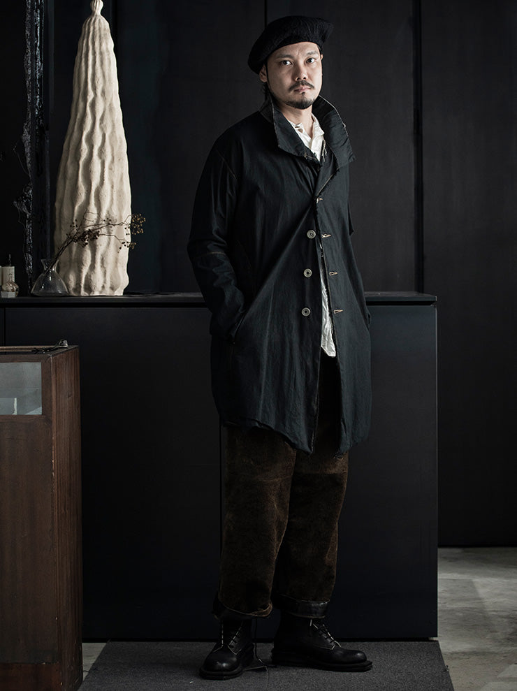 OLUBIYI THOMAS<br>UNISEX ステッチビックカラーコート/ Overdyed Dark Green