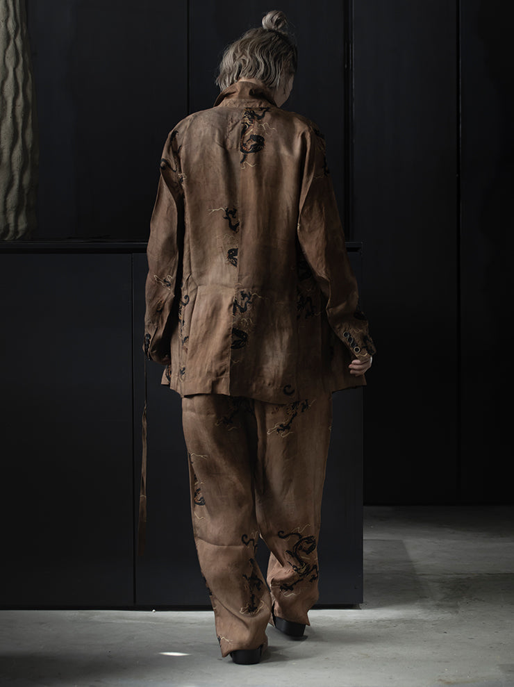UMA WANG<br> WOMENS printed trousers / ROSE × BLACK