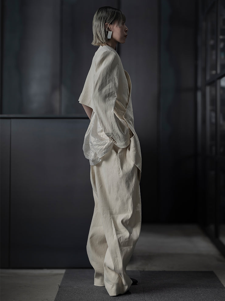 UMA WANG<br> WOMENS ASYMMETRIC JACKET / OFF WHITE