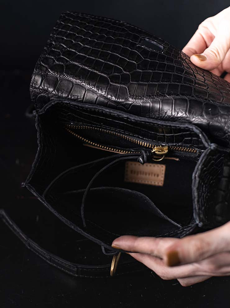 tagliovivo<br> Doctor mini bag CROCODILE / BLACK