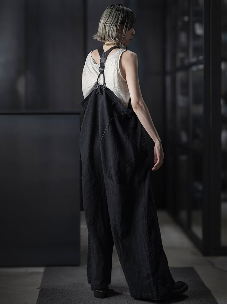 RUNDHOLZ<br> WOMENS Linen Overalls / black