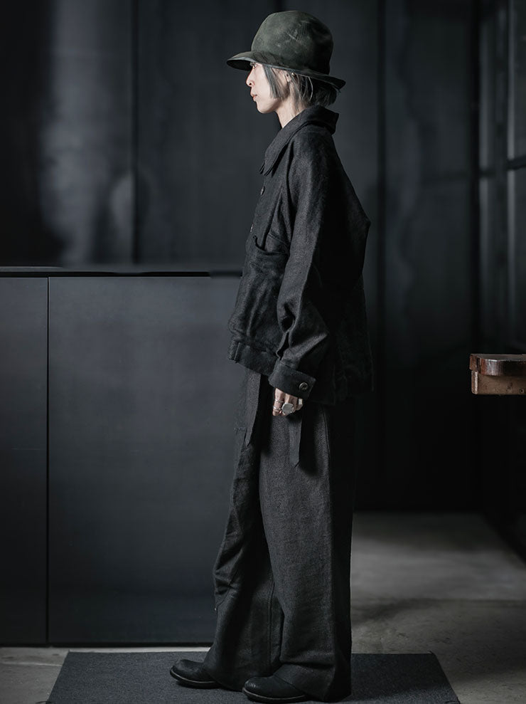GATHERING<br>UNISEX FARMER JACKET / INDIGO BLACK