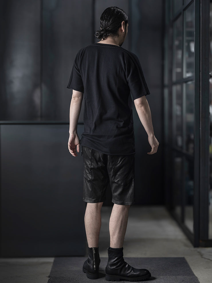 ISAAC SELLAM EXPERIENCE<br> MENS LEATHER SHORTS / NOIR