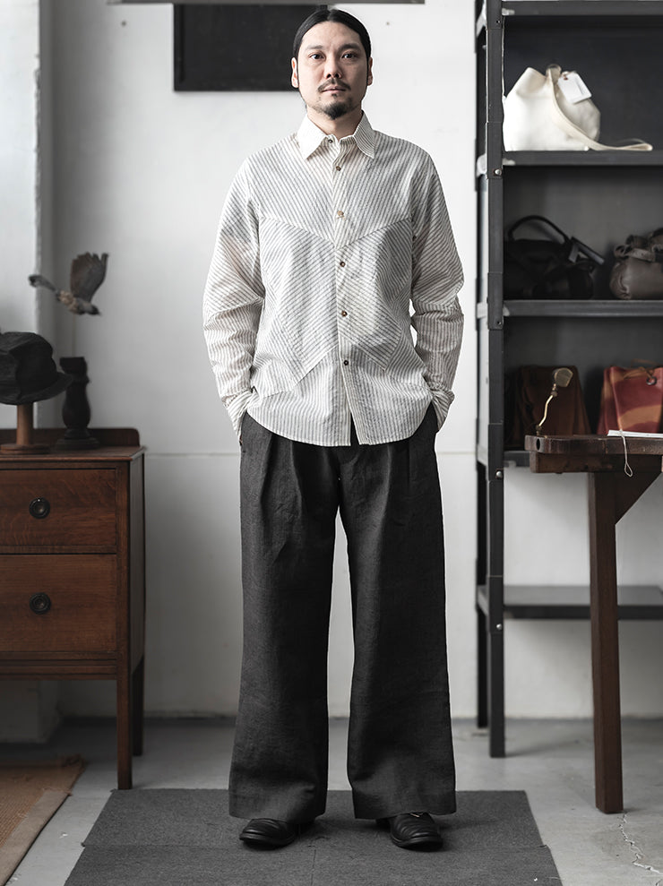 K'ANG<br> UNISEX SANPIETRINI PATCHED OVERSIZE SHIRT / OFF WHITE