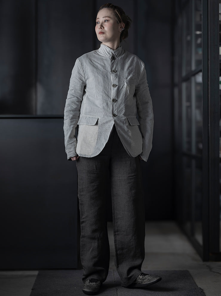 K'ANG<br> UNISEX 5 BUTTON REVERSIBLE JACKET / OFF WHITE + DARK GRAY