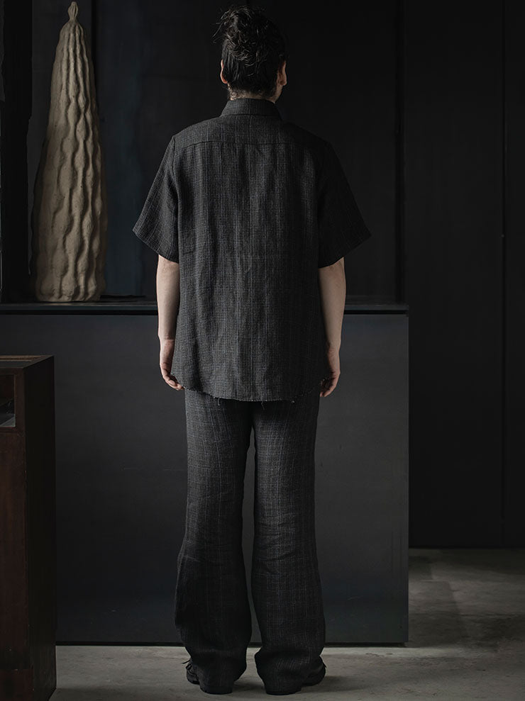 K'ANG<br>UNISEX PLEATED-WAIST WIDE FIT TROUSERS / OFF BLACK
