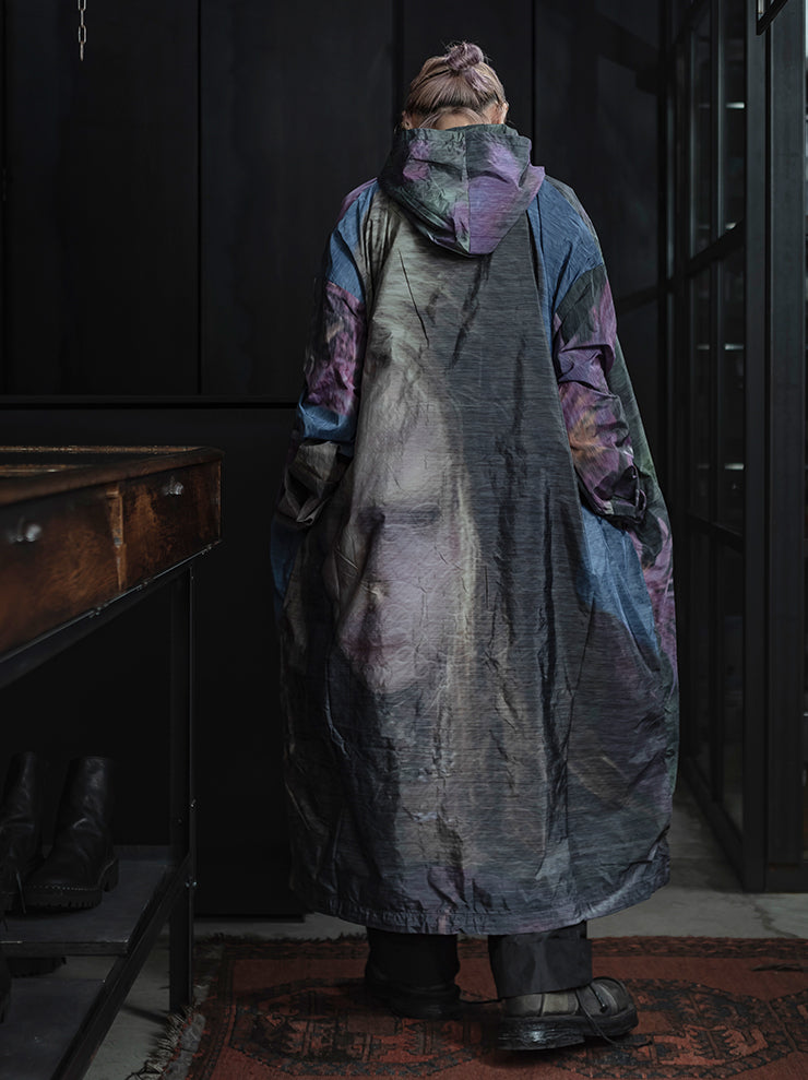 BARBARA BOLOGNA<br> WOMENS PRINT HOODIE ZIP LONGR RAIN COAT