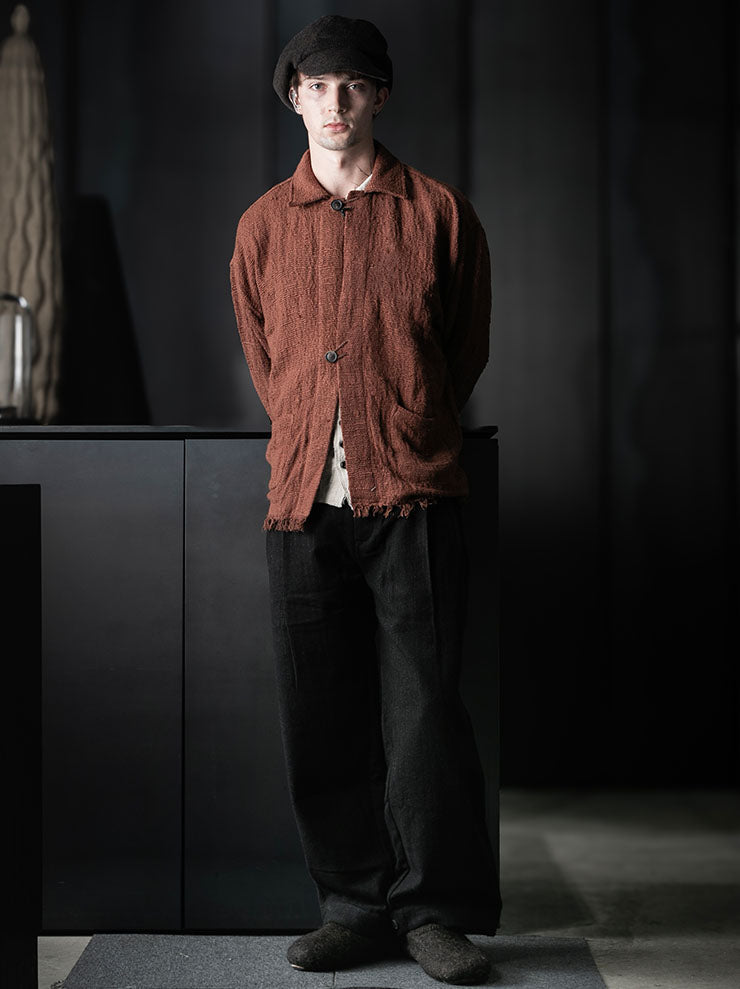 toward(s)<br>2 PLEAT PANTS IN DRIZZLE WEAVE WOOL / IRON INK BLACK