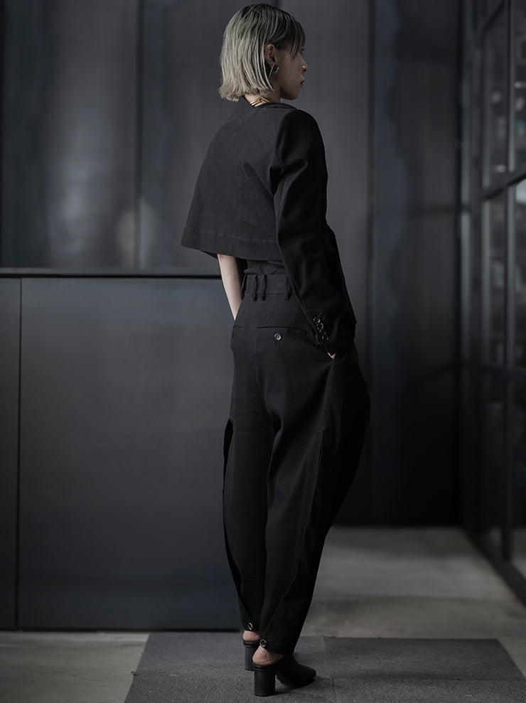 UMA WANG<br> WOMENS BACK OPEN TROUSER / BLACK