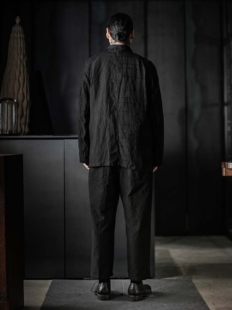 P.R. PATTERSON<br>HARLEQUIN LINEN WORK JACKET / BLACK