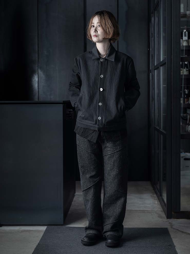 K'ANG<br>MENS SANPIETRINI PACHED WIDE FIT TROUSERS / DARK GREY