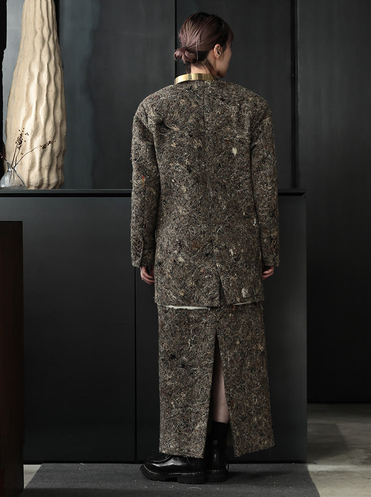 UMA WANG<br> WOMENS blended thread jacket / GRAY BROWN