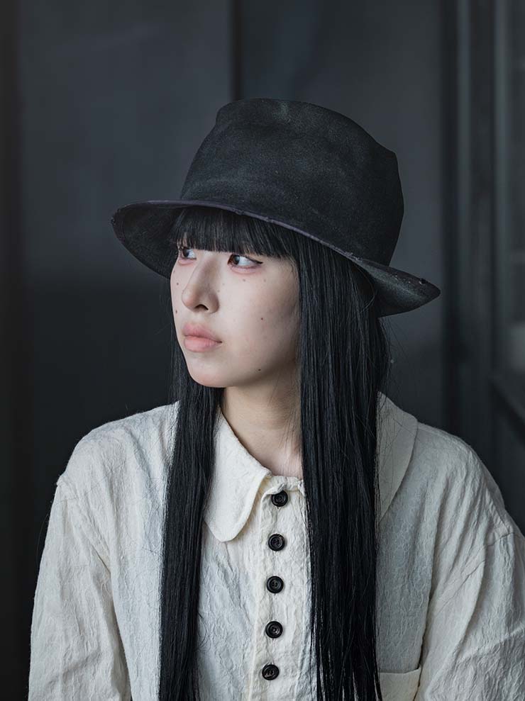 HORISAKI<br> ONE OF A KIND COLLECTION RABBIT FUR FELT HAT OOAK24 NO.76 / GREY