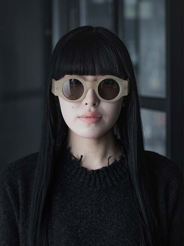 RIGARDS × UMA WANG<br> GENUINE HORN & TITANIUM FRAME SUNGLASSES / AMBER