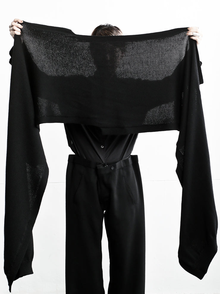 ANDREA CORTELLA<br> Extra fine wool muffler BLACK