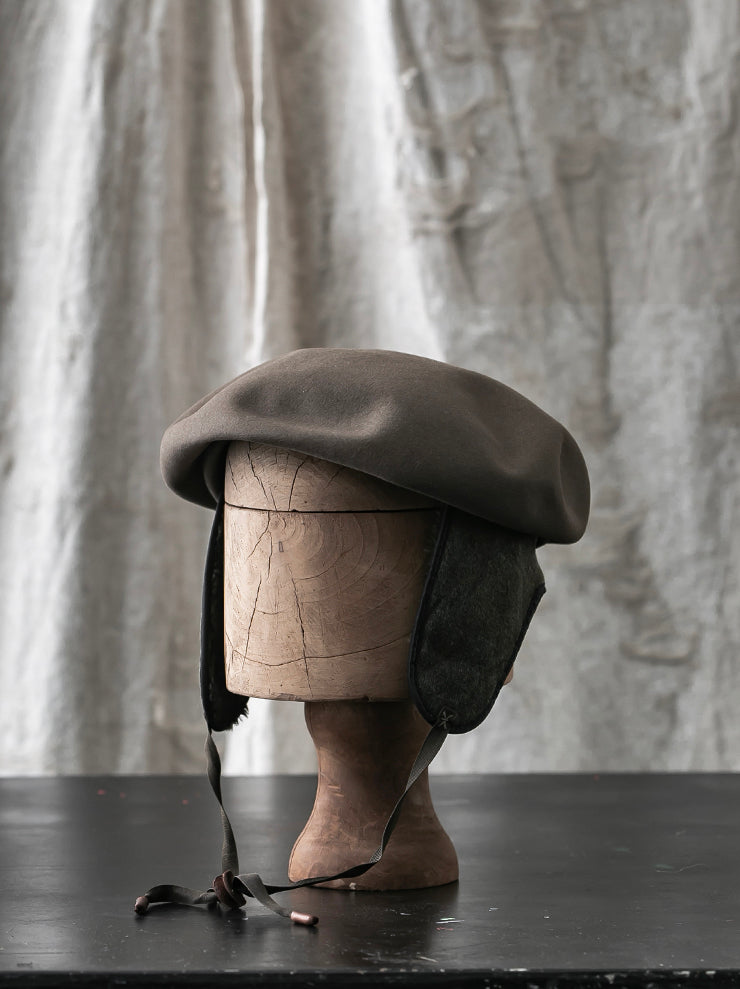HORISAKI<br> Limited edition 2021 No. 02 Beaver Fur Felt Earflap Beret Cap/TAUPE EB