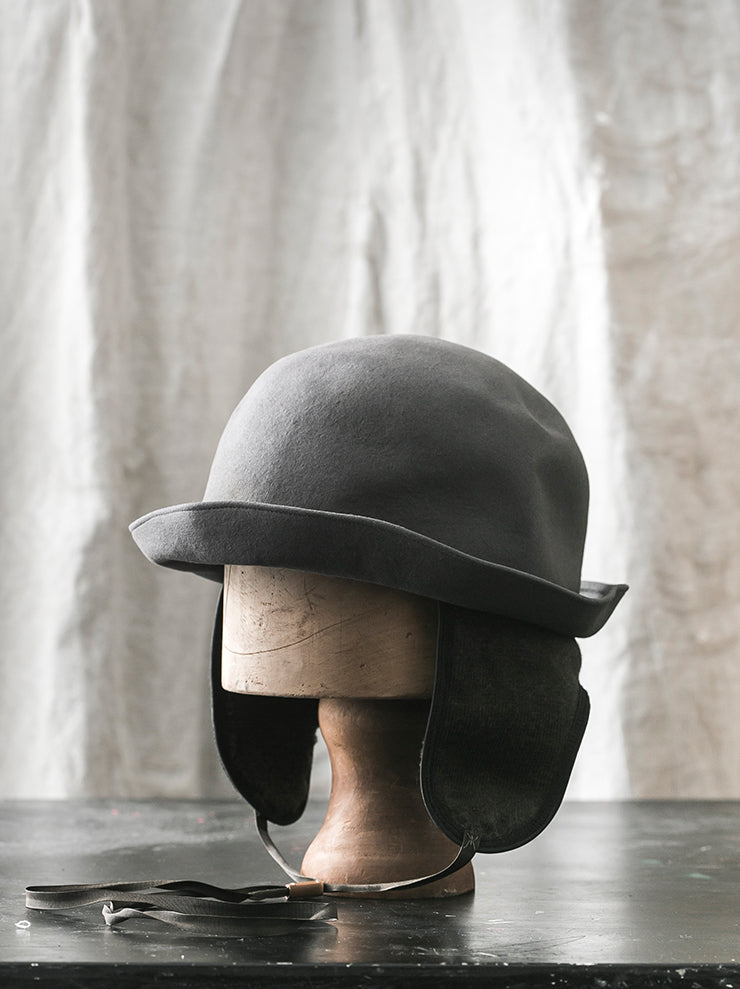 HORISAKI<br> RHPLU005EB Rabbit Fur Felt Ear Flap Hat GRAY