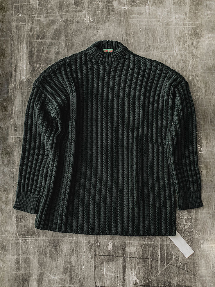 CASEY CASEY<br>UNISEX クルーネックオープンリブセーター / GREEN