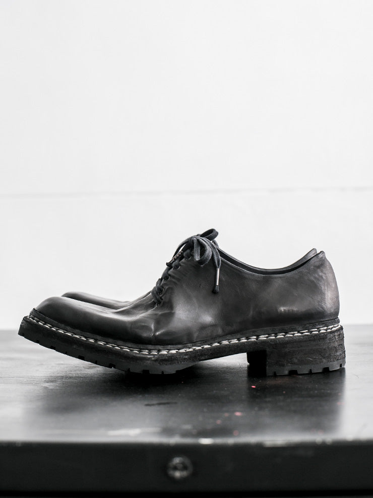 EMATYTE<br> MENS Kangaroo Leather One Piece Lace-up Shoes / BLACK
