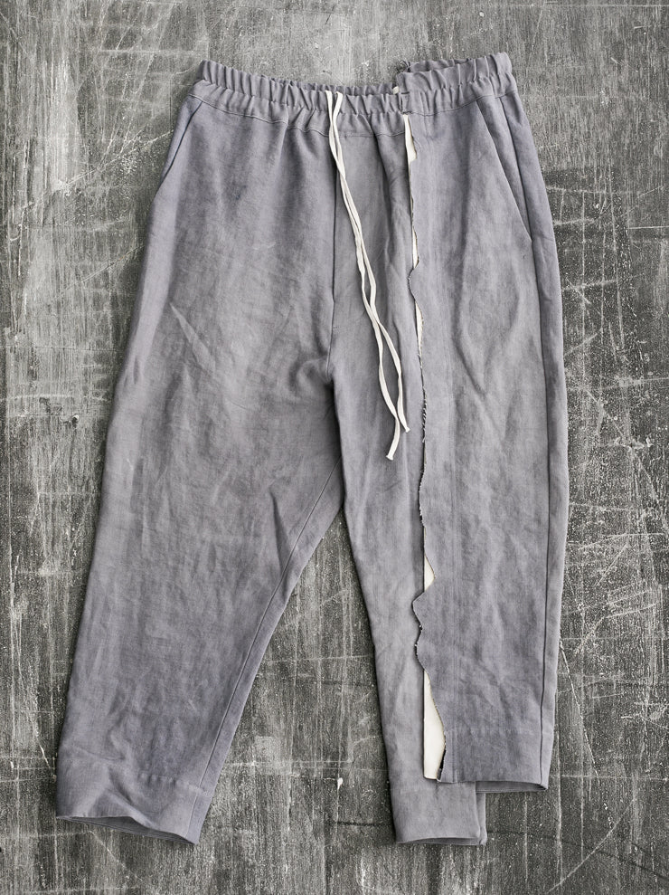 By Walid<br> Men's cut-and-sew Molton trousers CHARCOAL / 19th century linen