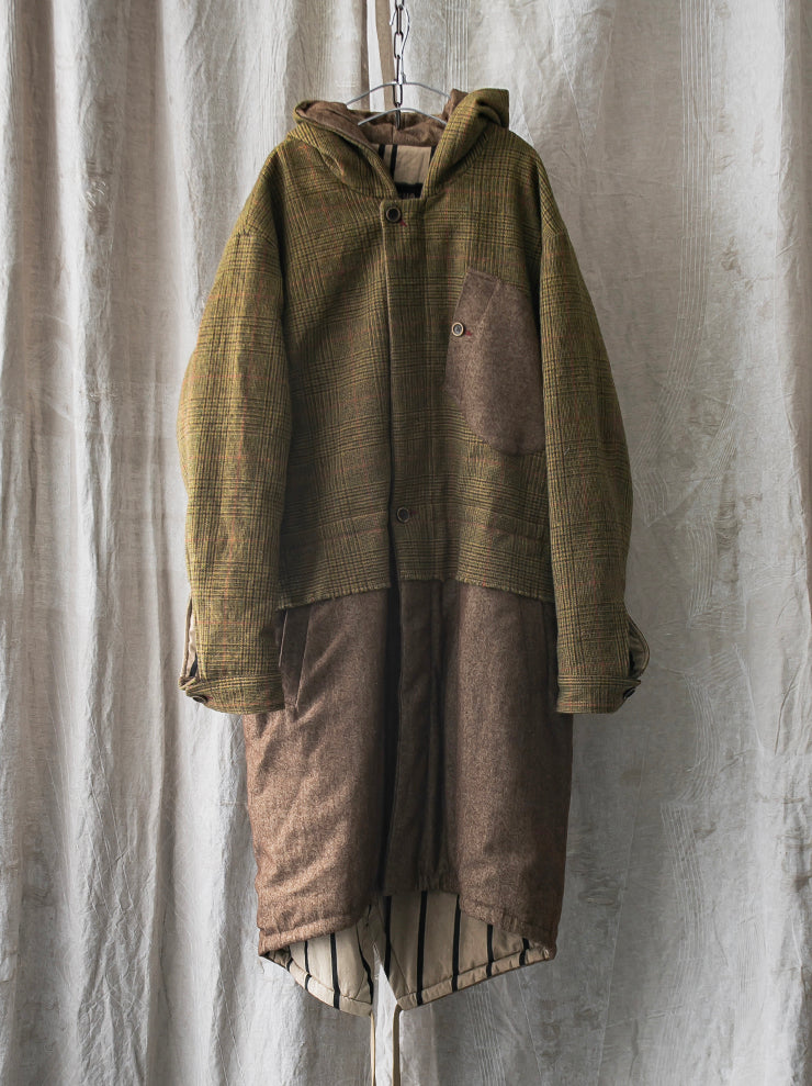 UMA WANG<br> Switchable hood wool coat / MANGO & BROWN