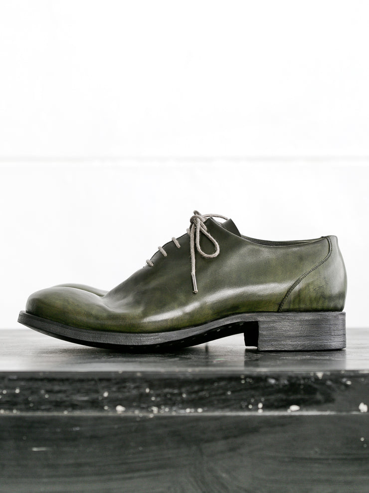 DIMISSIANOS&MILLER<br> Men's Cordovan Hole Cut Tan Derby Shoes GREEN