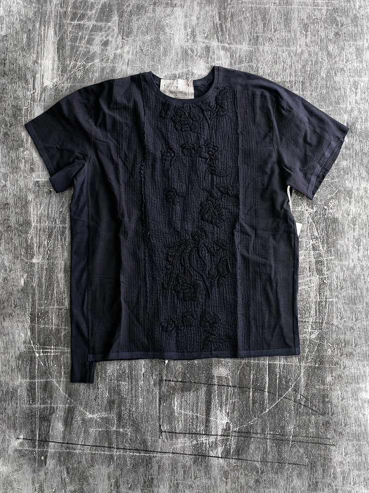 By Walid<br> Men's Tatum T-shirt INDIGO / cotton manilla emb / size L