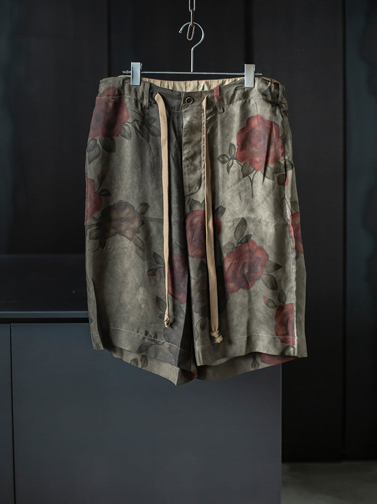 UMA WANG <br>MENS プリントショーツ / ARMY GREEN × RED