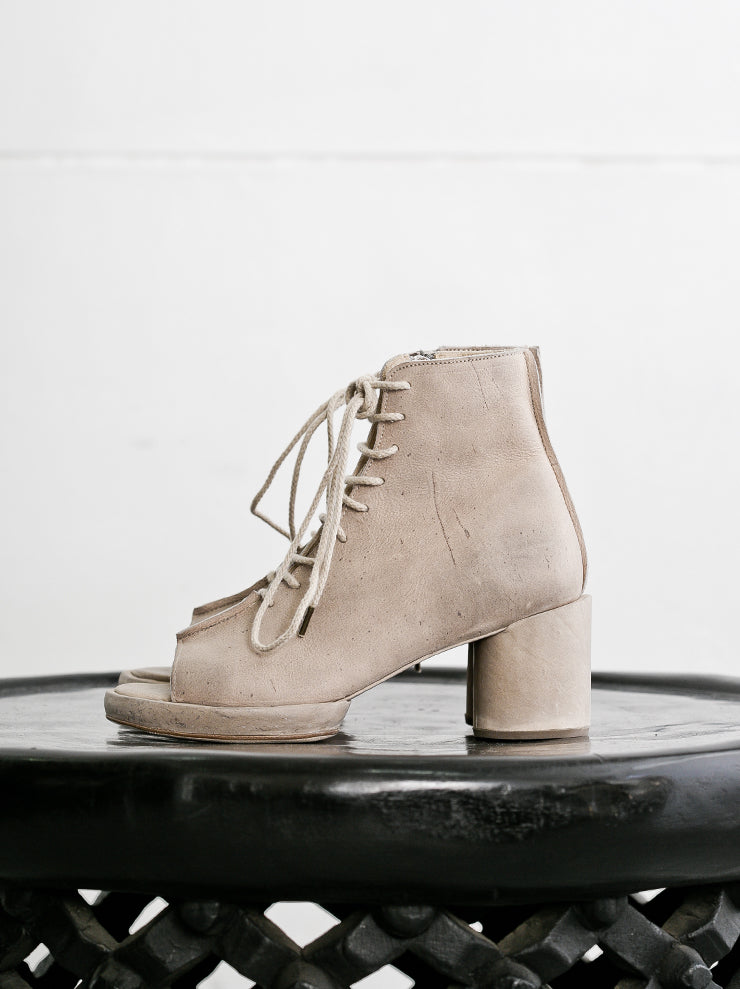 G?RAN HORAL <br>Open toe lace-up ankle heel boots Shell