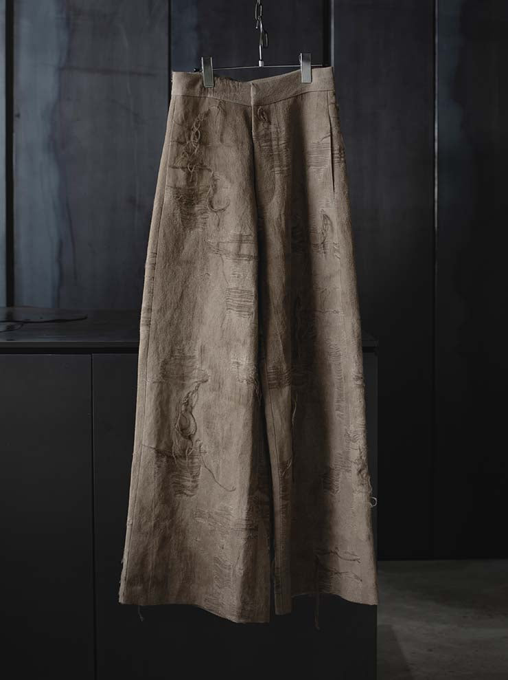 UMA WANG<br> WOMENS jacquard wide pants / TAN