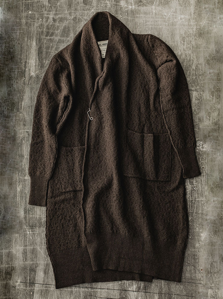 DANIEL ANDRESEN<br> GREEN long knit cardigan / CHOCOLATE