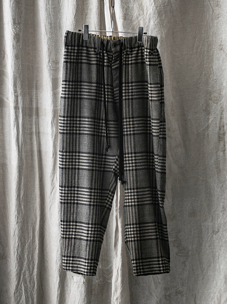 UMA WANG<br> Check wool pants / TAN & BLACK