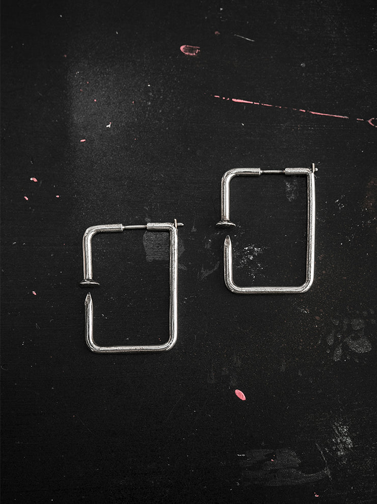 GUIDI<br> Silver square nail earrings G-OR12 NTR